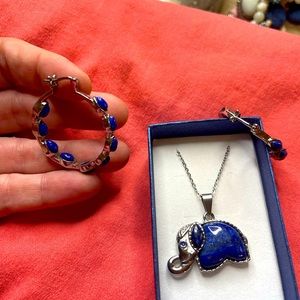 Blue Lapis necklace 🐘 & earrings